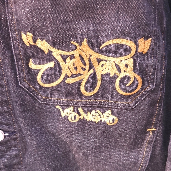 JNCO Rare Vintage Black Reconstructed Denim,  Embroidered Jacket /Size X… - Picture 7 of 11